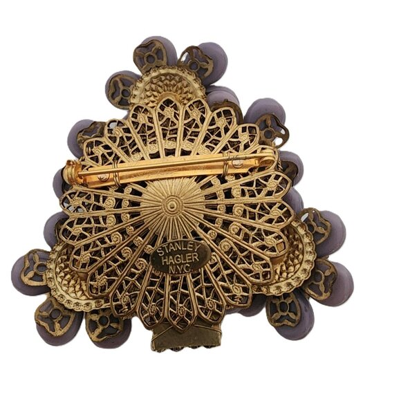 Stanley Hagler N.Y.C. Purple and Pink Flower Tree Brooch vintage - Picture 6 of 8